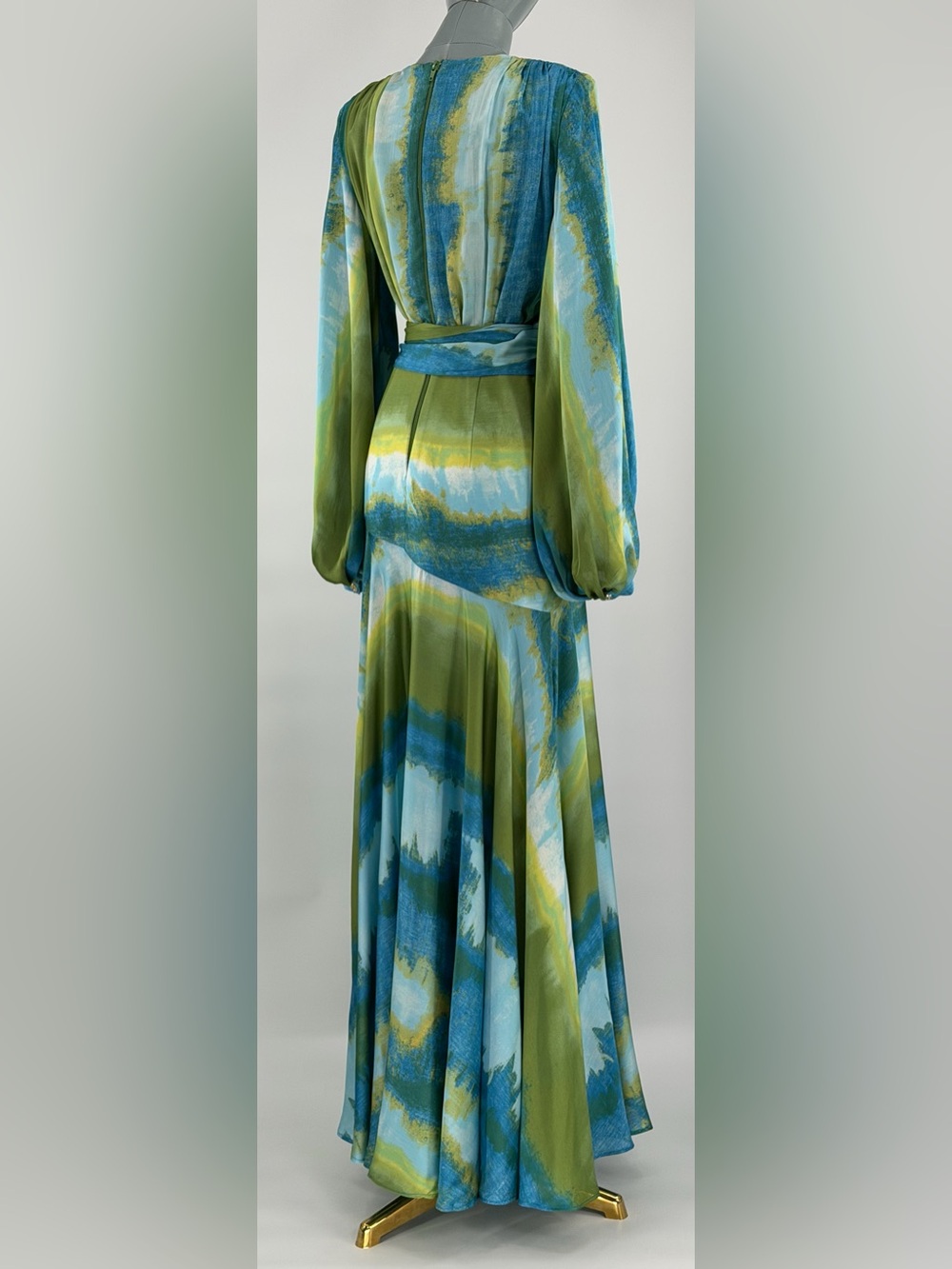 🆕 BRONX & BANCO 🧿 NWOT Coastal Carmen Belted Fringe Gown, Blue - Sz S US 4 - Picture 8 of 16
